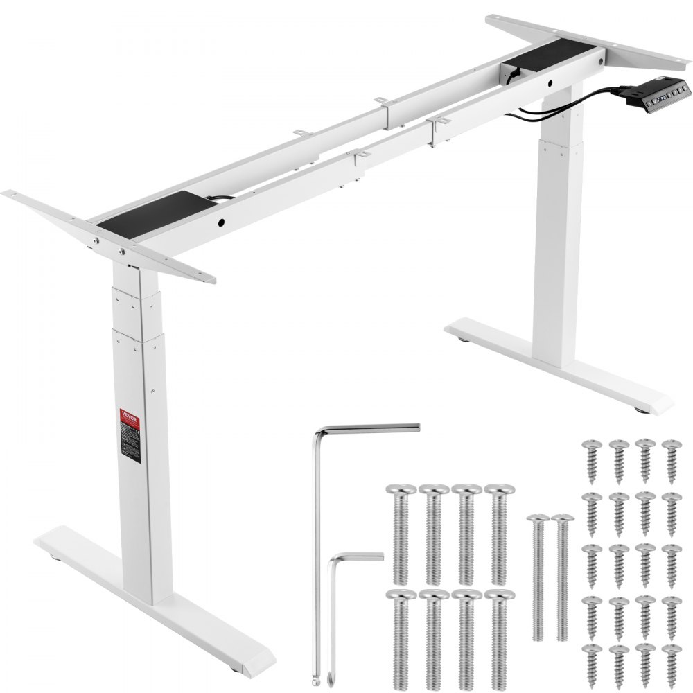 VEVOR Standing Desk Frame Dual Motor, Adjustable 26"-50.8" Height & 43.3"-70.1" Length Electric Stand Up Computer Desk Legs, Ergonomic DIY Workstation Base for Home Office 3 Positions (Frame Only) - SJZDZBS64129KY2T8V1