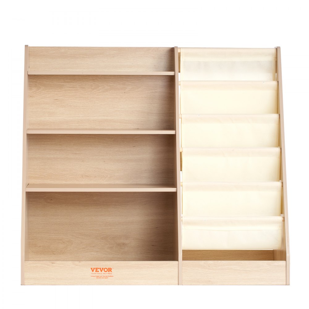 VEVOR Wooden Kids Bookshelf 4-Tier, Toy Storage Organizer for Toddler, Book Shelf for Kids Rooms with 6-Layer Sling Book Rack, Baby Book Storage Shelves for Kids Room, Playroom, Kindergarten, Nursery - ETCWSJ914714WFZI1V0