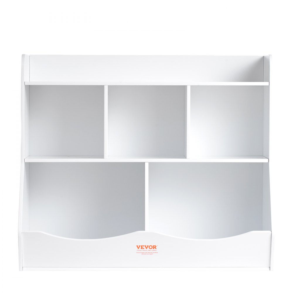 VEVOR Wood Kid Storage Cubby, Toy Storage Organizer with Bookshelf, 5-Cubby Wood Toy Storage Cabinet, Children Book Toy Shelf for Kids Room, Playroom, Kindergarten, Nursery, White - ETCWG9848140XOTT5V0