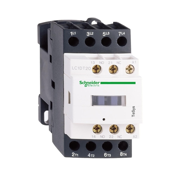 Contactor IEC de Schneider Electric, TeSys Deca, no inversor, 25A resistivo, 4 polos, 2 NA y 2 NC, bobina de 208VAC 50/60Hz, estilo abierto - LC1D1286LE7