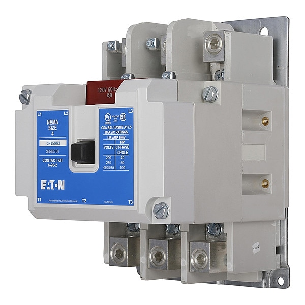 Contactador magnético no reversible de 120VAC Eaton de 3 polos y 135A NEMA 4 - CN15NN3A