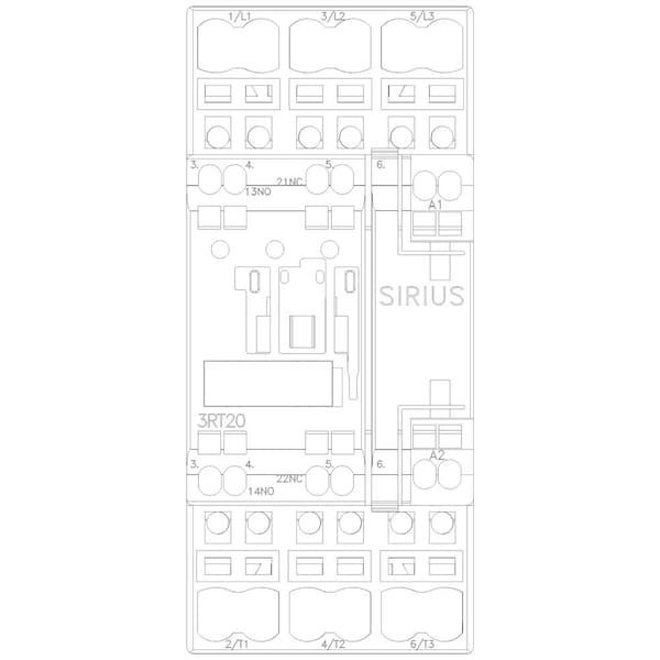 Contactor de potencia Siemens IECPower, sin inversor de giro, 110/120VCA - 3RT20232AK60.