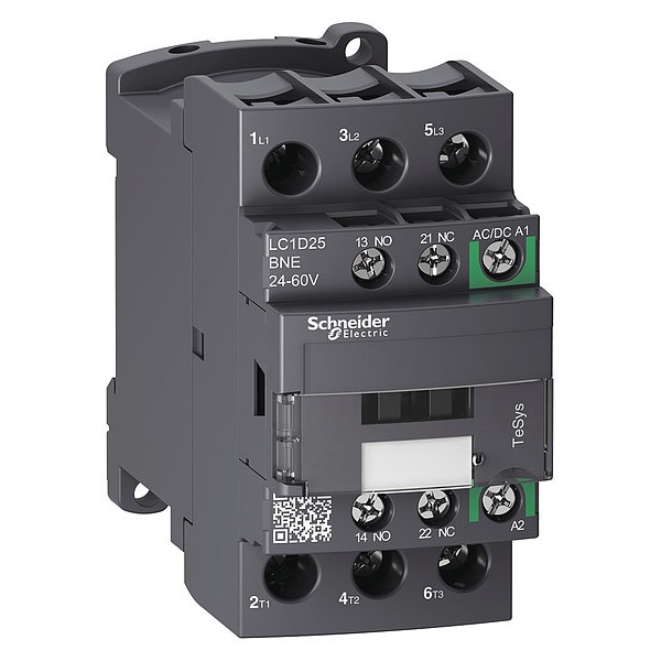 Contactor magnético IEC de Schneider Electric, 3 polos, 24 a 60 V CA/CC, 25 A, Reversión: No - LC1D25BNE