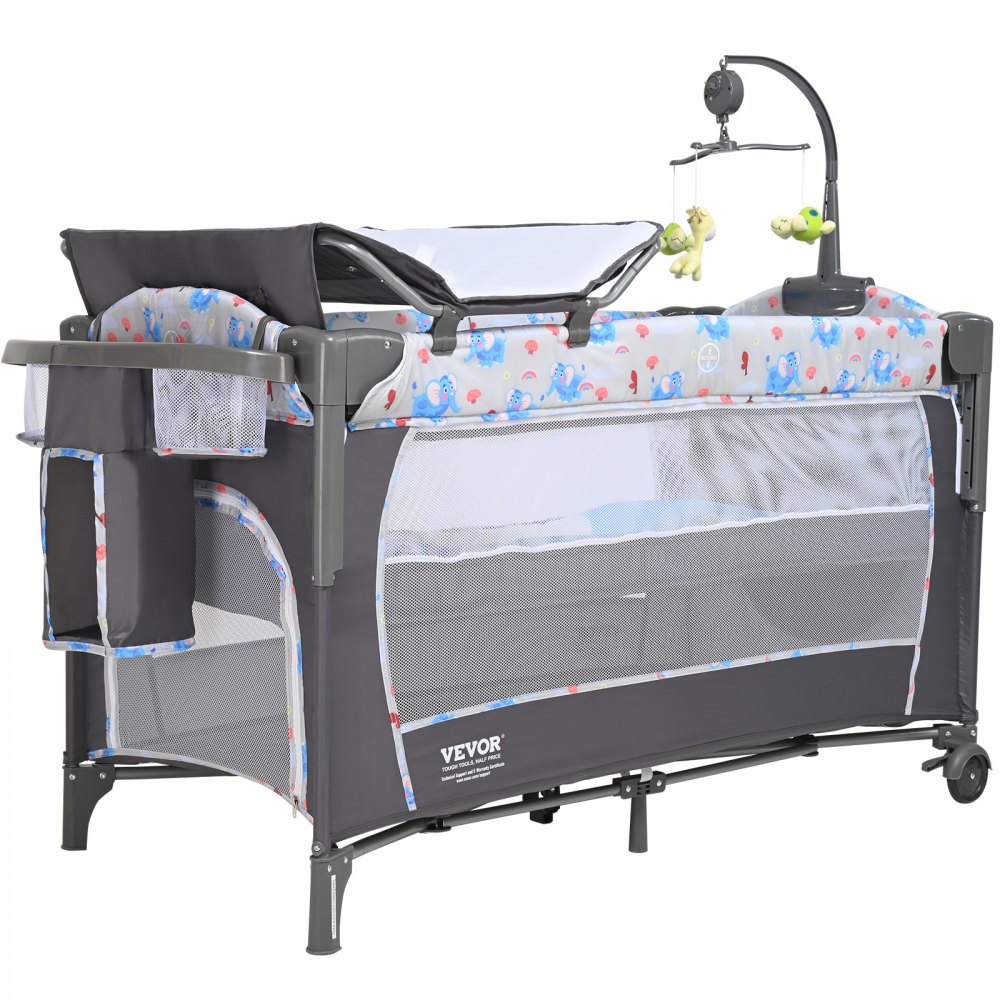 VEVOR Baby Bassinet, 12-Level Height Adjustable Easy to Fold Portable Baby Bassinet Bedside Sleeper with Storage Basket & Wheels, Baby Cradle Bedside Crib with Mosquito Net for Infant Newborn Girl Boy - PJCSHY0000004TNSHV0