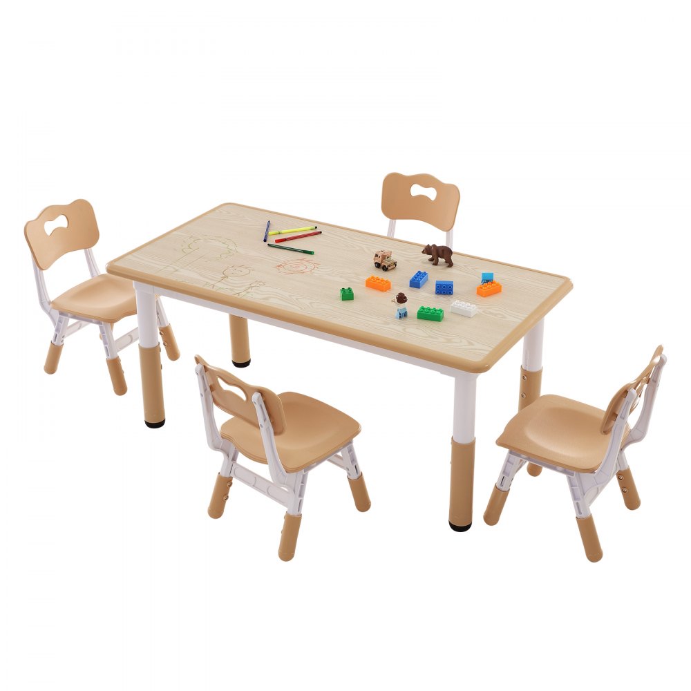 VEVOR Kids Table and 4 Chairs Set, Height Adjustable Toddler Table and Chair Set, Graffiti Desktop, Children Multi-Activity Table for Art, Craft, Reading, Learning - GDKDETZYYZSYOG8JEV0