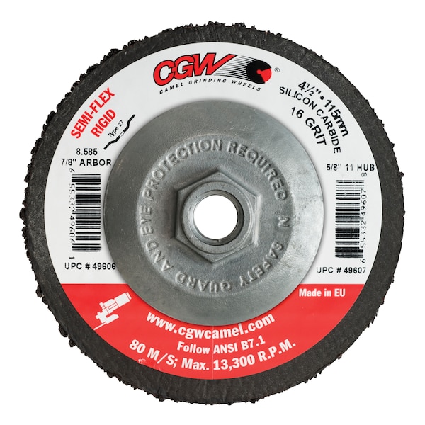 Cgw Abrasivos Rueda de Centro Deprimido, 4.5x5/8-11, T27, SC, 36G - 49611