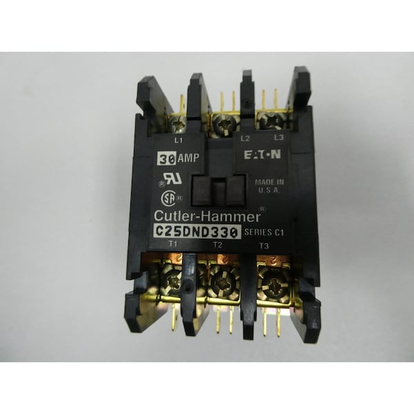 Contactor de corriente alterna de 104-120V AC, 30A y 15Hp - C25DND330A de Eaton Cutler-Hammer