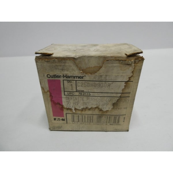 Contactor de corriente alterna de 104-120V AC, 30A y 15Hp - C25DND330A de Eaton Cutler-Hammer