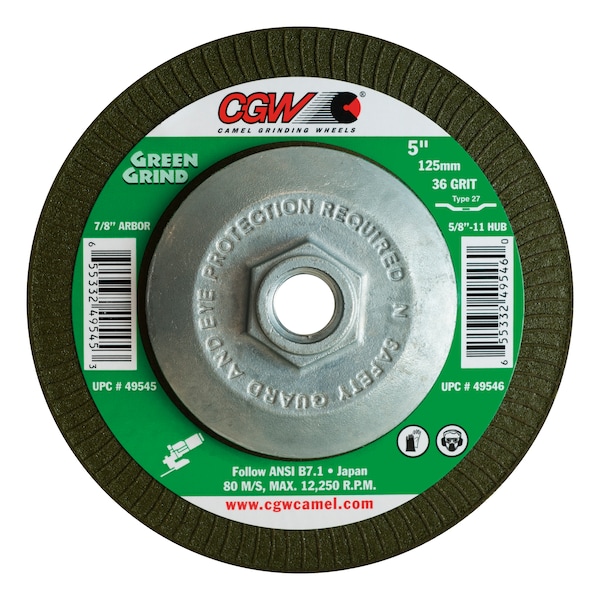 Rueda de Centro deprimido Cgw Abrasivos, 7x5/32x5/8-11, 36G, T27 - 49548