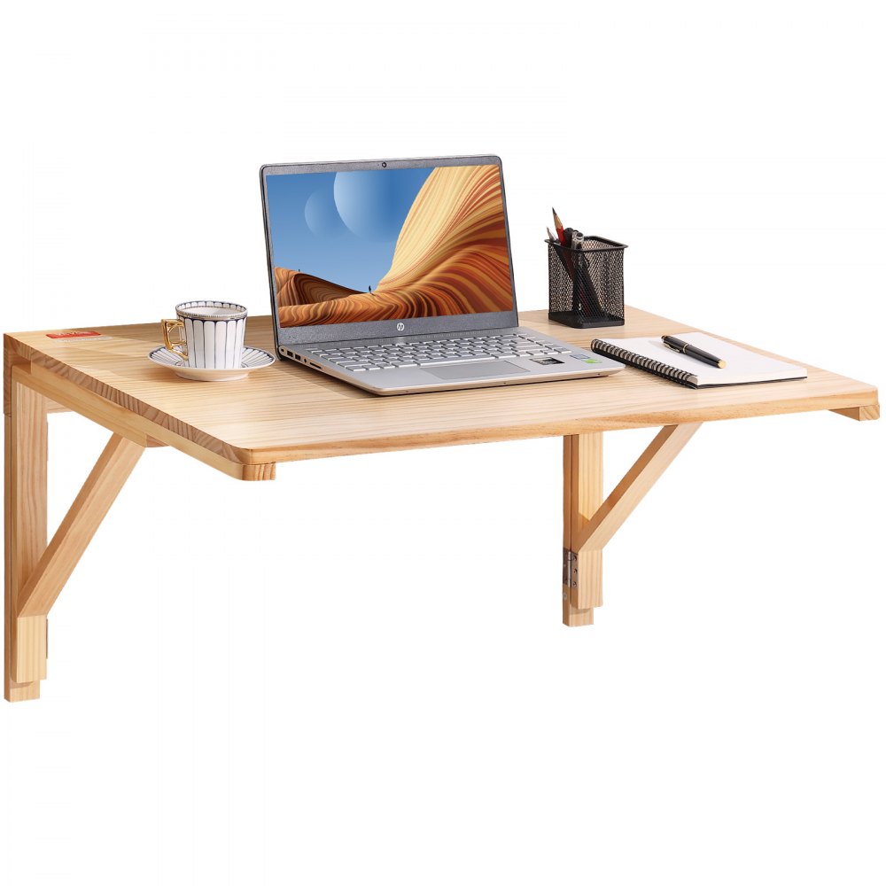 VEVOR Wall Mounted Folding Table, Wall Mounted Drop Leaf Tables, Solid Wood Floating Desk for Dining, Laundry Room, Office, 31.5" x 23.58" x 17.24" Fold Down Desk - FDBGZSMDB000O92SXV0