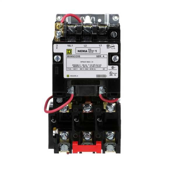 Arrancador magnético de motor sin reversa Square D, Clasificación NEMA sin recinto, 24V CA, 3 polos - 8536SCO3V01S