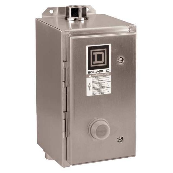 Arrancador magnético de motor no reversible Square D, clasificación NEMA 4, 4X, 120V AC, 3 polos, sin contactos auxiliares - 8536SBW12V02S