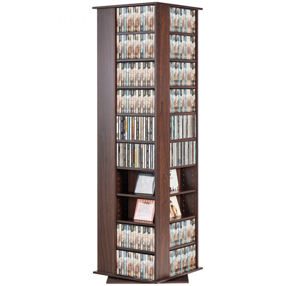 VEVOR Spinning Media Tower 4-Sided Revolving Media Tower 1040 CDs Espresso - DVDCDCCJXZS3U2J8FV0
