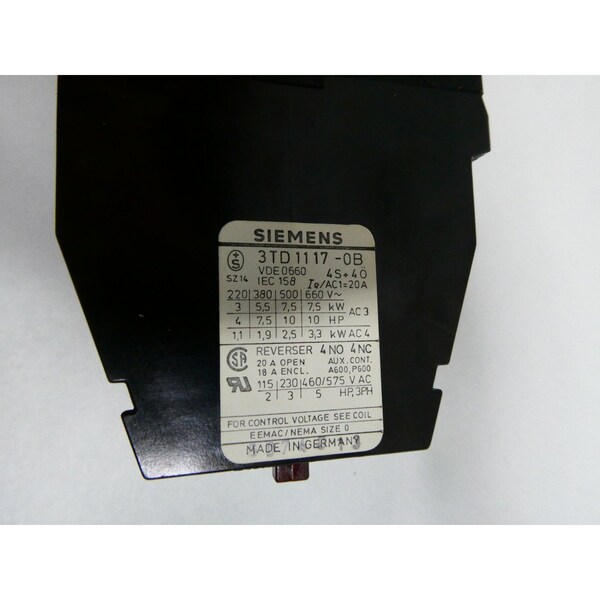 Contactador inversor tamaño 0 de 5HP, 110V-AC - 3TD 1117-0B