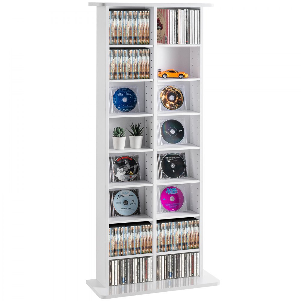 VEVOR Media Storage Cabinet 8 Layers Adjustable DVD Shelves Holds 464 CDs White - DVDCDCCJKFS1YOOIZV0