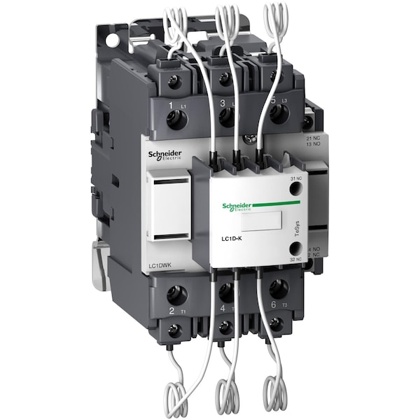 Contactor de capacitor Schneider Electric, Tesys Deca, 63kVAR a 400 / 415V 50Hz, bobina de 120V CA 50 / 60Hz, terminales de tornillo de sujeción - LC1DWK12G7