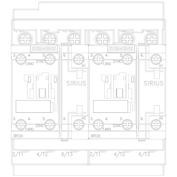 Contactador magnético IEC de 3 polos, 110/120 V CA, 38 A, inversión: Sí - 3RA23288XB301AK6