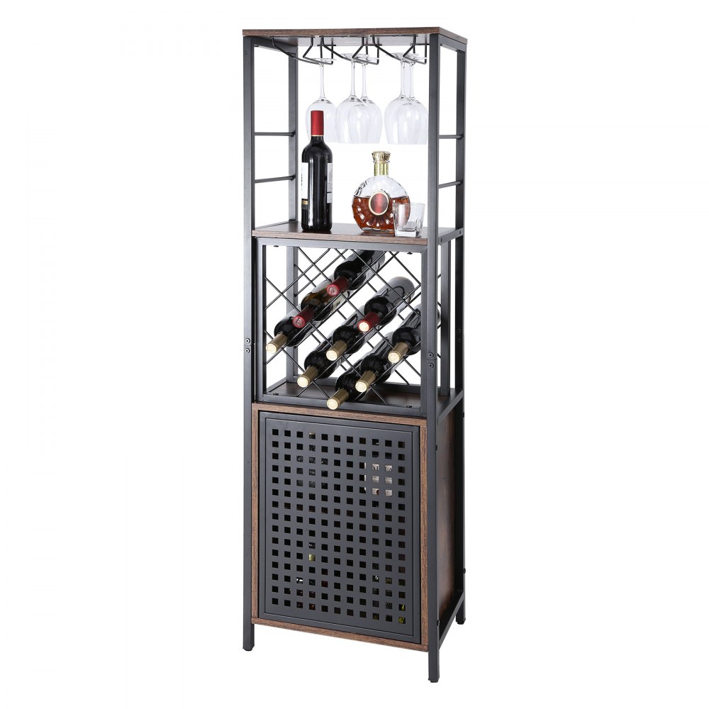 VEVOR 18 Inch Industrial Bar Cabinet, Wine Table for Liquor and Glasses, Sideboard Buffet Cabinet with Glass Holder & Wine Rack, Freestanding Farmhouse Wood Coffee Bar Cabinet for Living Room Home Bar - KQKJJ18611213Y8KLV0