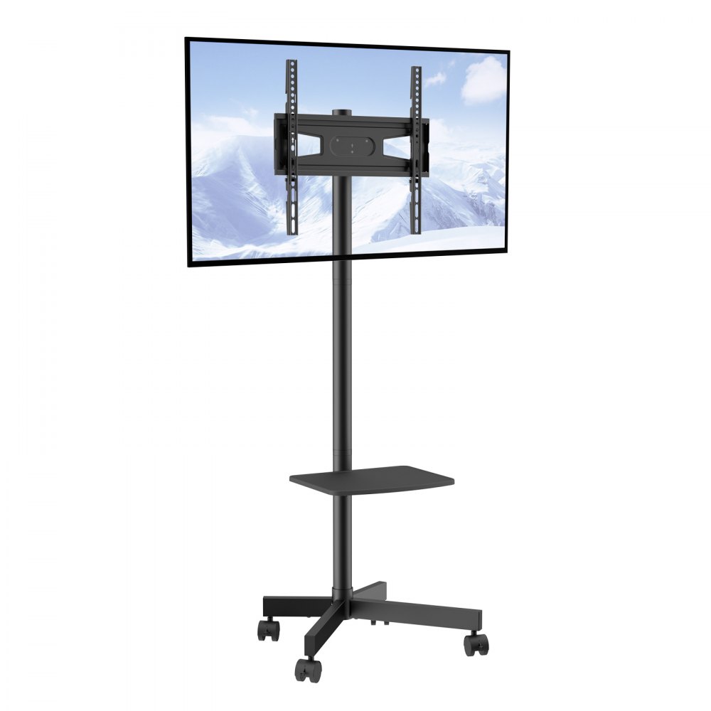 VEVOR Mobile TV Stand, Mobile TV Cart for 23 to 60 inch TVs, Height Adjustable Portable TV Stand with Wheels, with A Tray for Audio-Visual Devices, Rolling TV Stand with Mount for Bedroom, Living Room - LDDSZJKYDLY60F75FV0