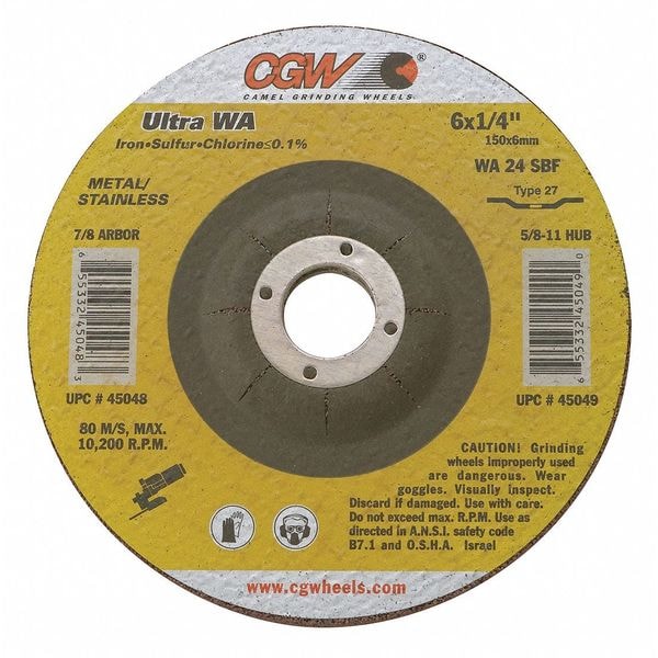 Cgw Abrasivos Rueda Depresora, 4.5x1/4x5/8-11, SS, T27 - 35674
