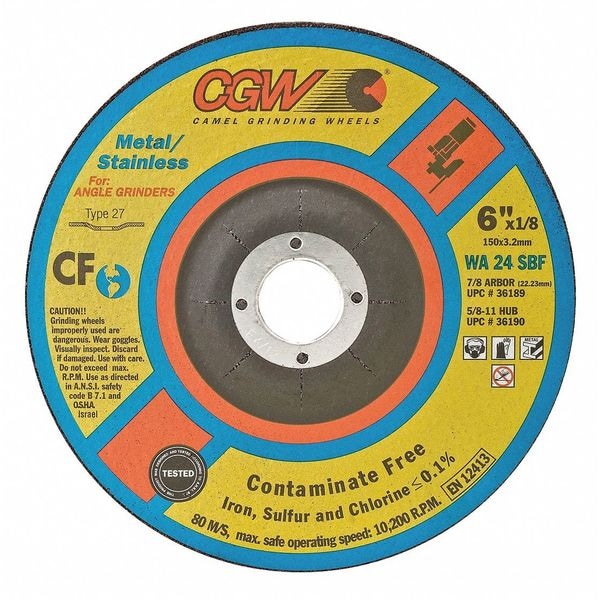 Rueda de Centro deprimido de abrasivos CGW, 4.5x1/8x7/8, SS, T27 - 35616