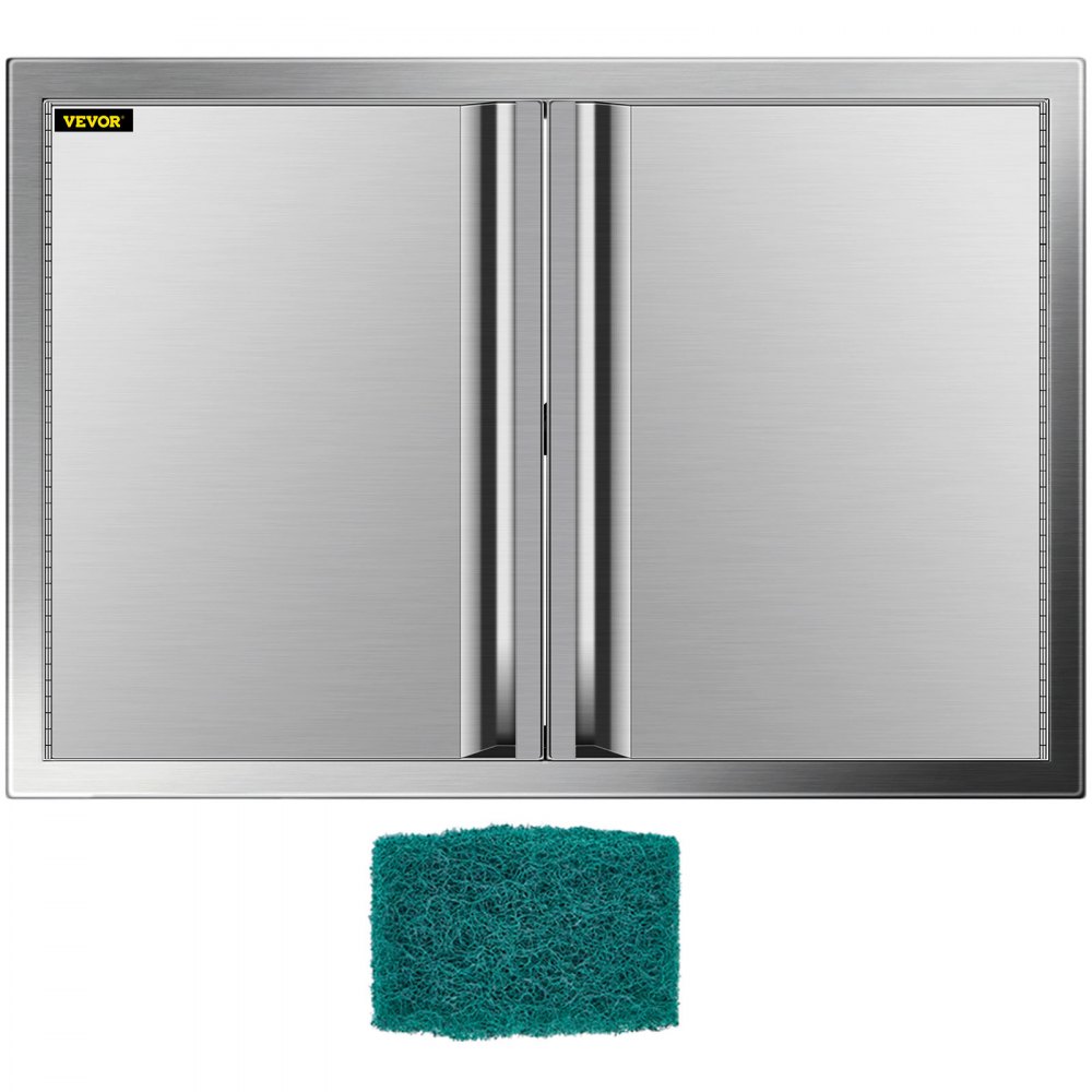 VEVOR BBQ Access Door 30.5W x 21H Inch, Double BBQ Door Stainless Steel with Recessed Handle, Outdoor Kitchen Doors for BBQ Island, Grill Station, Outside Cabinet - BXGCGMXKSK30.5X21V0