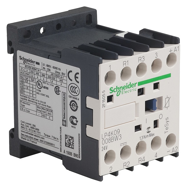 Contactador Magnético IEC de Schneider Electric, 4 Polos, 24 V DC, 9 A - LP4K09008BW3