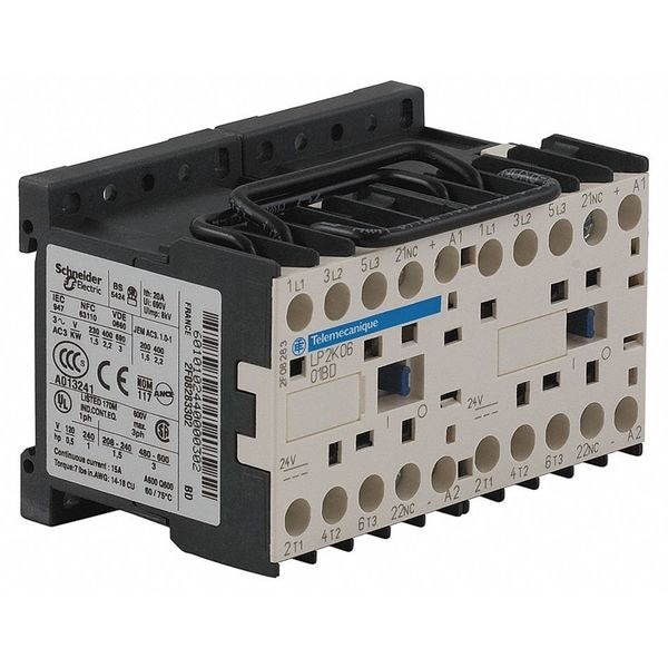 Contactador magnético en miniatura IEC Square D, 3 polos, 24 V DC, 6 A, Reversibles: Sí - LP2K0601BD