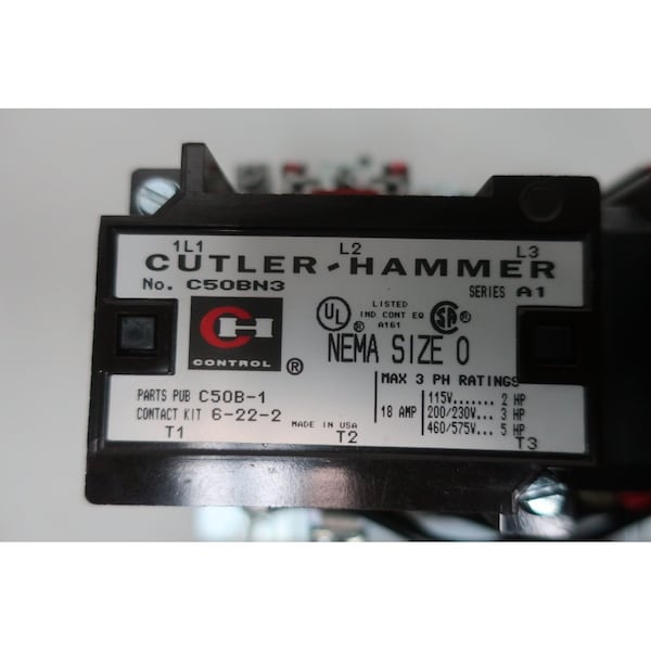 Contactor inversor Eaton Cutler-Hammer de 120V-AC y 5HP, tamaño 0 - C50BN3A
