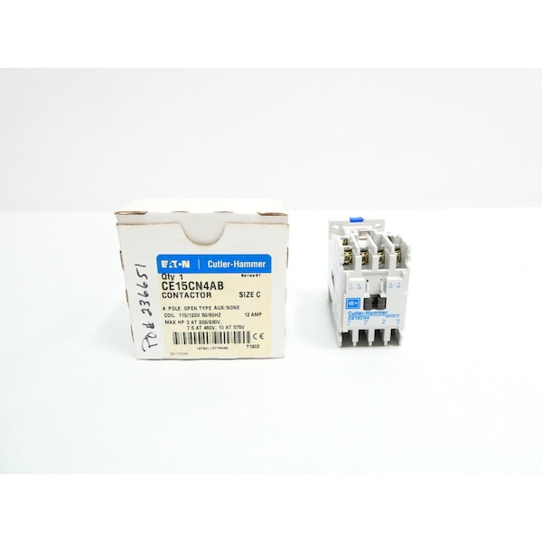 Contactor de CA Eaton Cutler-Hammer 600V-AC 12A 7.5HP - CE15CN4AB