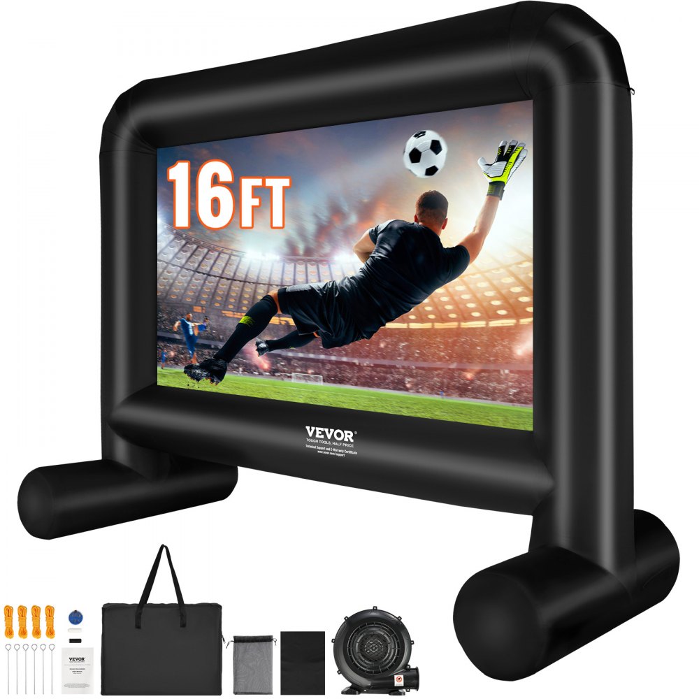 VEVOR Inflatable Movie Screen, 16 FT（192inch） Inflatable Projector Screen for Outside with Blower and Carrying Bag, Front/Rear Projection, Oxford Fabric Blow Up Screen for Outdoor Parties Backyard Movie Night - TYPM20CQSCQSRCERLV1