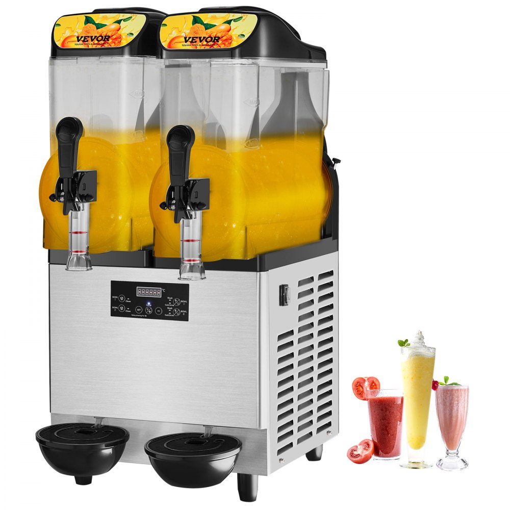 VEVOR Commercial Slushy Machine, 24L/6.4Gal Two Bowls, 100 Cup Margarita Smoothie Frozen Drink Maker, 640W Stainless Steel Margarita Machine, Slushie Machine for Party Cafe Restaurants Bars Home - JJKXRJHSGMC12TFESV1