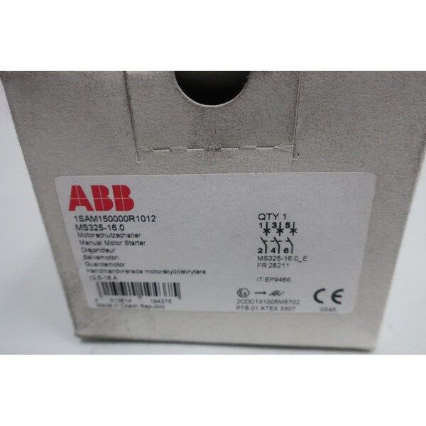 Arrancador Manual de 10Hp Abb 12516A, 1SAM50000R1012 MS325160 - 1SAM50000R1012 MS325-16.0.