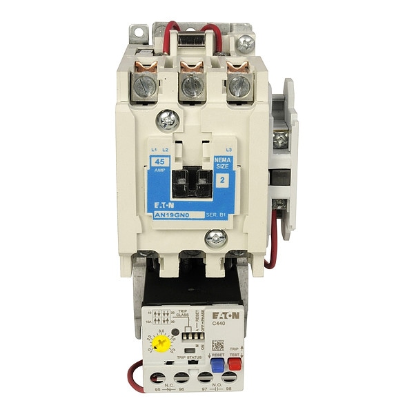 Arrancador magnético de motor NEMA sin reversión de Eaton, Sin recinto de clasificación NEMA, 120V AC, 3 polos, 1NC - AN19GN0A5E005