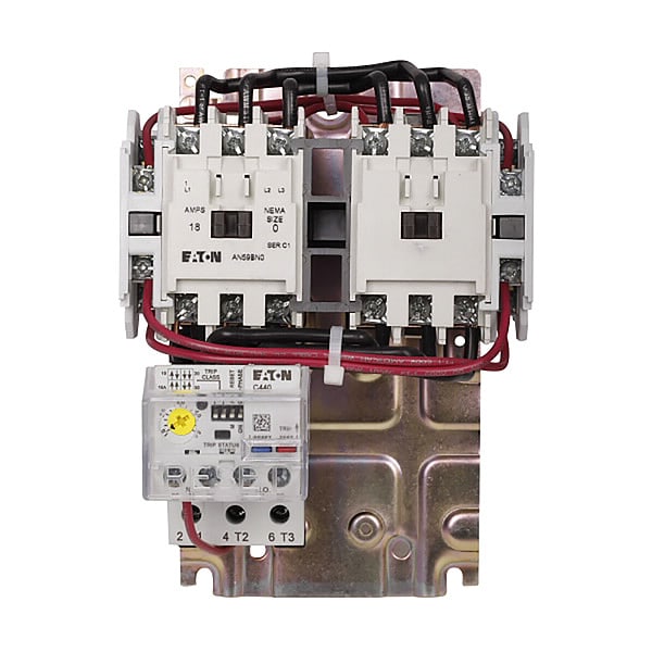 Arrancador de motor magnético NEMA de inversión de Eaton, sin caja de protección, calificación NEMA, 120V AC, 3 polos, 1NO - AN59BN0A5E005
