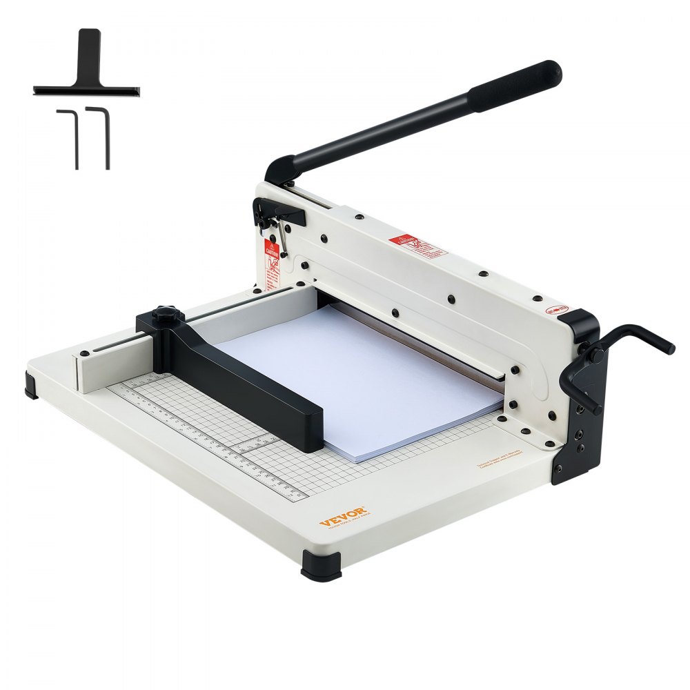 VEVOR Heavy Duty Paper Cutter, 12" Industrial Commercial Guillotine Paper Cutter for A4 Paper, 400 Sheet Capacity, Solid Steel Construction, Stack Paper Trimmer for Office Home School Shop, White - DXSDDTTSQZJH25AJWV0