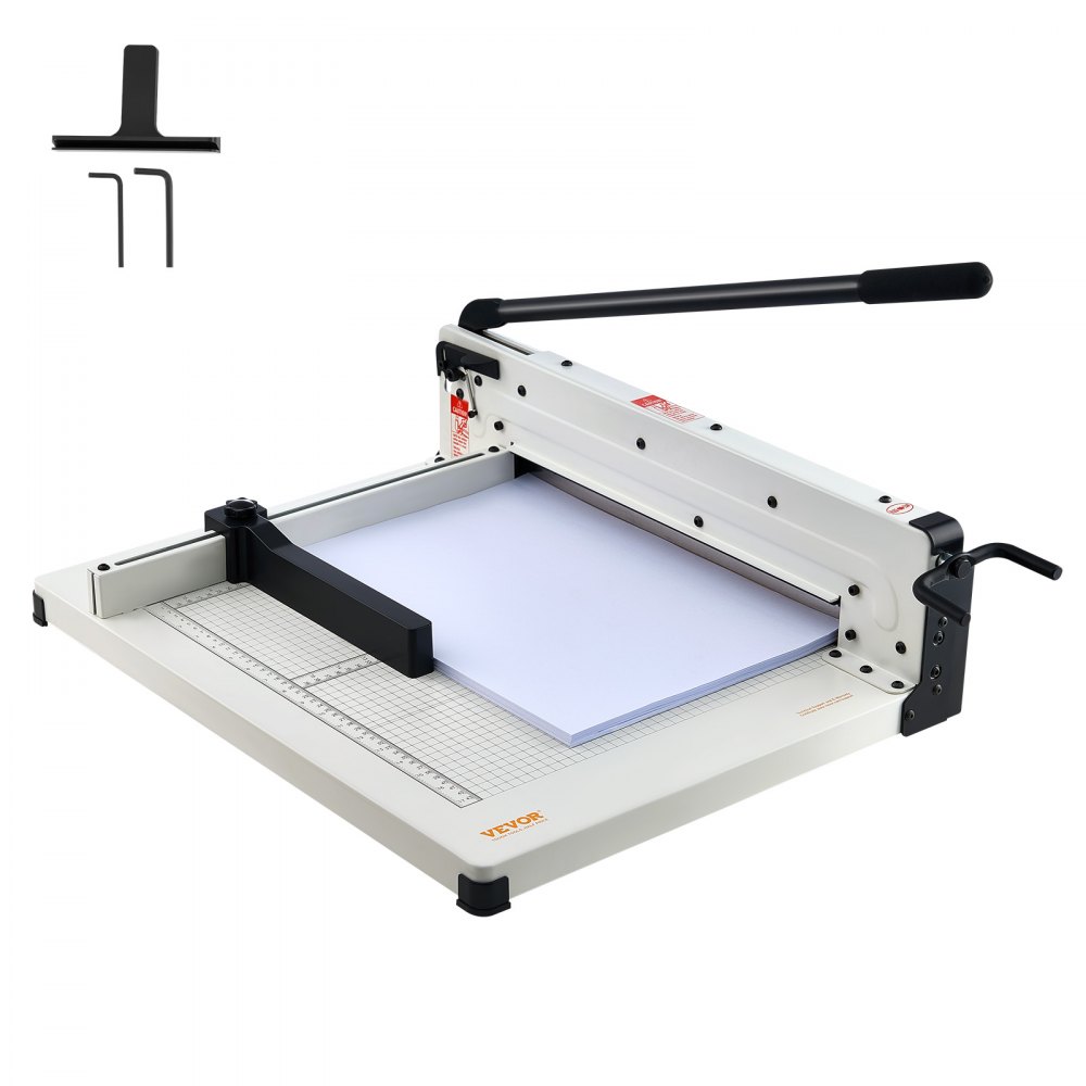 VEVOR Heavy Duty Paper Cutter, 17" Industrial Commercial Guillotine Paper Cutter for A3 Paper, 400 Sheet Capacity, Solid Steel Construction, Stack Paper Trimmer for Office Home School Shop, White - DXSDDTTSQZJHVNQ7ZV0