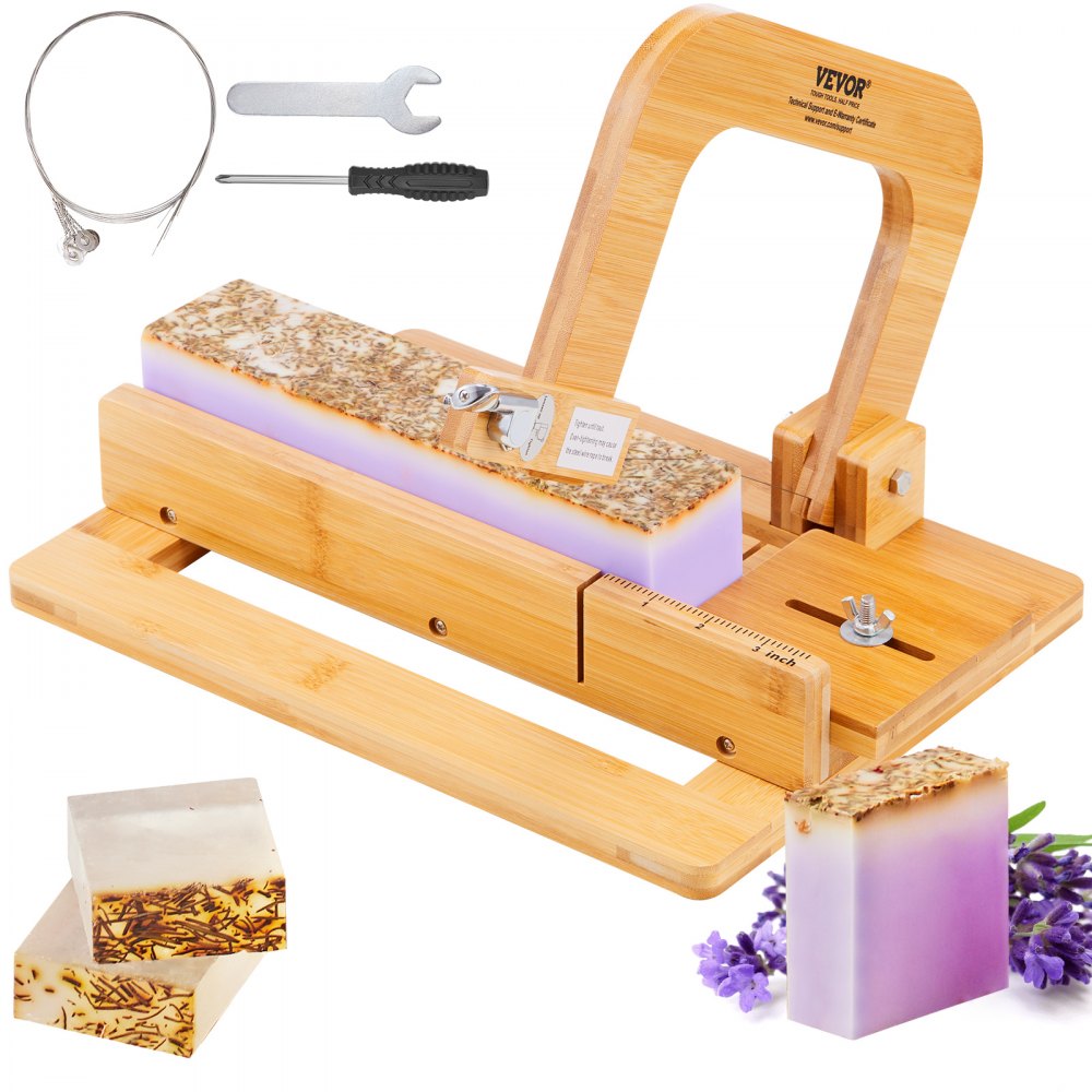 VEVOR Soap Cutter, 0-2 inch Adjustable Thickness, Bamboo Soap Slicer With Adjustable Stainless Steel Wire, Multi Handmade Soap Wire Cutter for Loaf, Candles, Cheese, Butter, DIY Making Cutting Tool - FZQGSQGDDQG0JSN6XV0