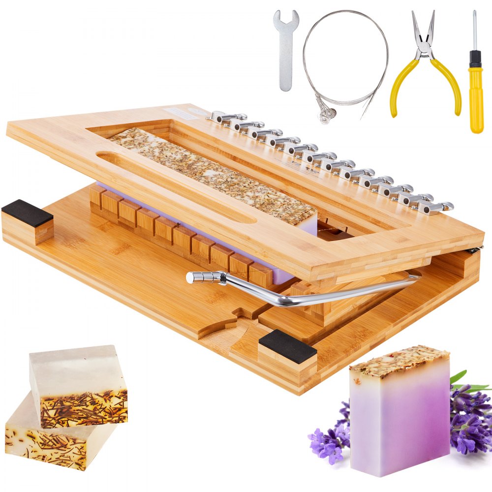VEVOR Soap Cutter, Cut 1-12 Bars, Precisely and Accurately Cut 1 Inch Bars, Multi Handmade Soap Wire Cutter, Bamboo Soap Slicer With Steel Wire, for Loaf Candles Cheese Butter DIY Making Tool - FZQGSQGDDQG0B2GL6V0