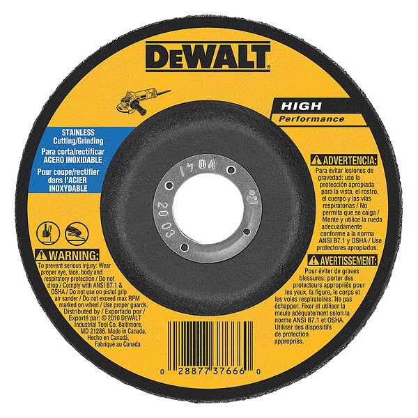 Rueda de acero inoxidable Dewalt de 6" x 1/8" x 7/8" T27 - DW8457