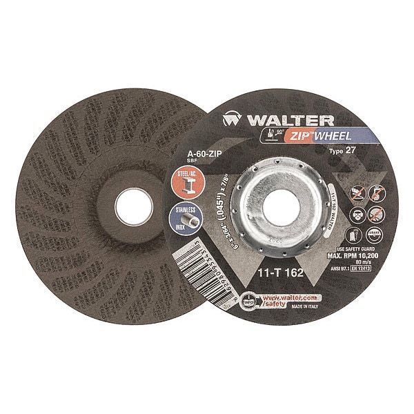 Walter Surface Technologies Rueda de corte de centro deprimido, Tipo 27, 0.0469 pulgadas de grosor, Óxido de aluminio - 11T162