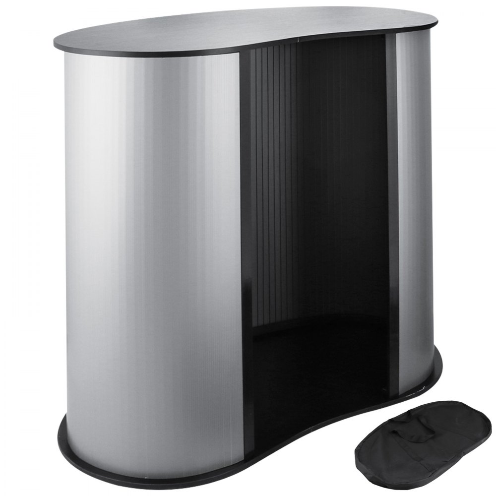 VEVOR Portable Trade Show Counter Corrugated Plastic Sidewalls Pop Up Podium Counter Black Top Trade Show Table Display with Carrying Bags for Exhibition Promotion Retail (Black) - CXZST000000000001V0