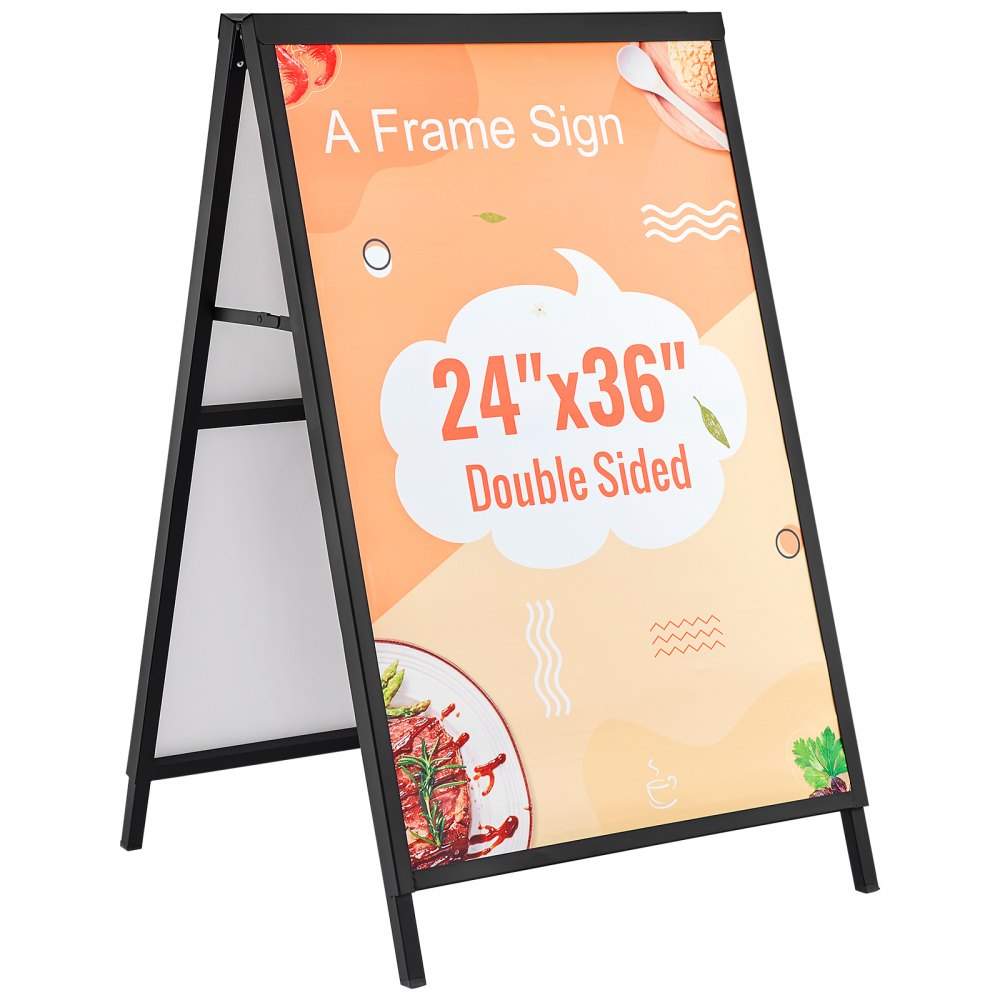 VEVOR A Frame Sidewalk Sign, 24x36 Inch Heavy Duty Slide-in Signboard Holder, Double-Sided Folding Sandwich Board Signs, Steel Pavement Sign Poster for Outdoor Business Street Advertising (Frame only) - XHBZA2436INCHM1FCV0