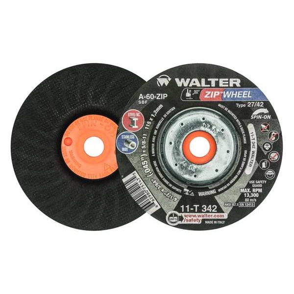 Disco de corte de centro deprimido Walter Surface Technologies, Tipo 27, 0.0469 pulg. de grosor, Óxido de aluminio - 11T342