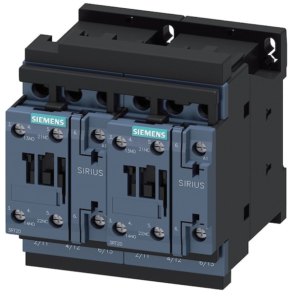 Contactador magnético IEC de Siemens, 3 polos, 110/120 V CA, 16 A, Reversión: Sí - 3RA23258XB301AK6