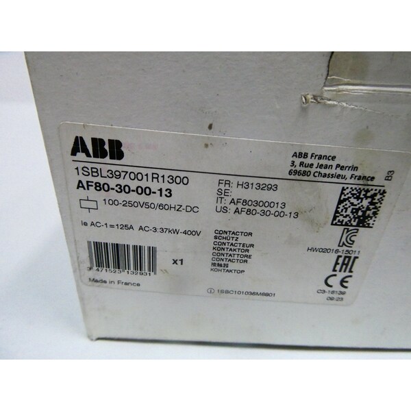 ABB 100-250V-AC 100-250V-DC 105A AMP 60HP CONTACTOR DE CORRIENTE ALTERNA - AF80-30-00-13 1SBL397001R1300