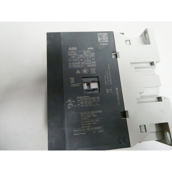 ABB 100-250V-AC 100-250V-DC 105A AMP 60HP CONTACTOR DE CORRIENTE ALTERNA - AF80-30-00-13 1SBL397001R1300