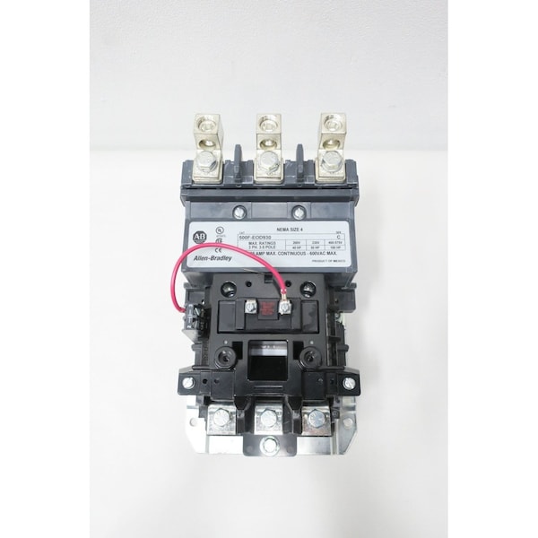 Allen Bradley 115-120V-AC 135A AMP 100HP SIZE 4 AC CONTACTOR - 500F-EOD930