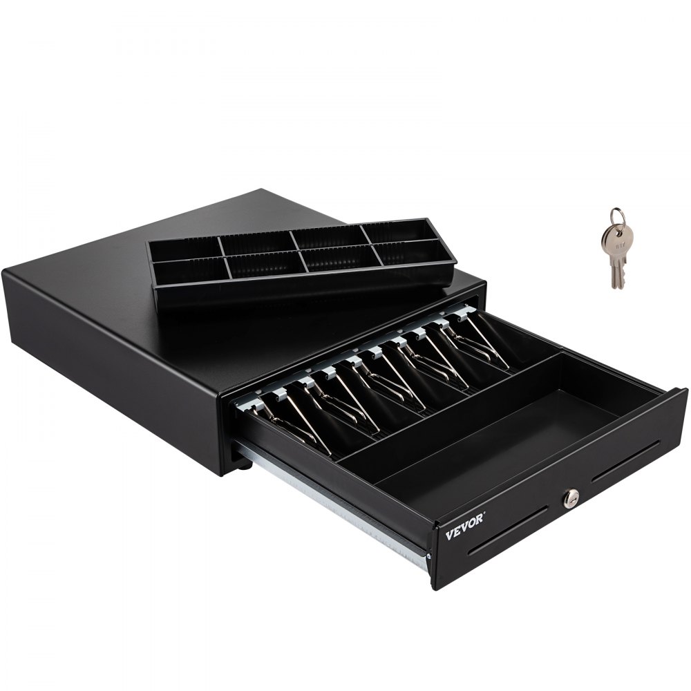 VEVOR Cash Register Drawer, 16" 2 Unlocking Ways, Fully Removable Design with 5 Bill 8 Coin Cash Tray, 2 Keys Included, Compact Size Cash Registers for Supermarket, Bar, Coffee Shop, Restaurant - SDXXJCTYCWC16ANPJV0