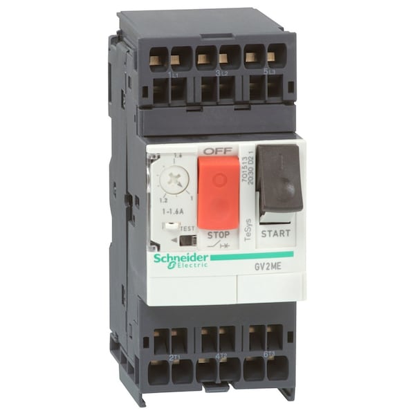 Arrancador y protector manual TeSys Deca de Schneider Electric, protector de circuito térmico magnético, botones pulsadores, 13...18 A, terminales de resorte - GV2ME203